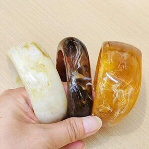 3 Vintage Look Acrylic Bangles Colorful Statement Jewelry Bracelets
